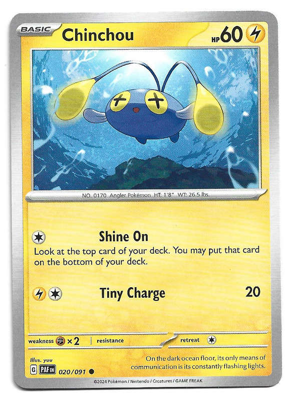 CHINCHOU -  COMMON 20/91 POKEMON TCG PALDEAN FATES  TRADING CARD