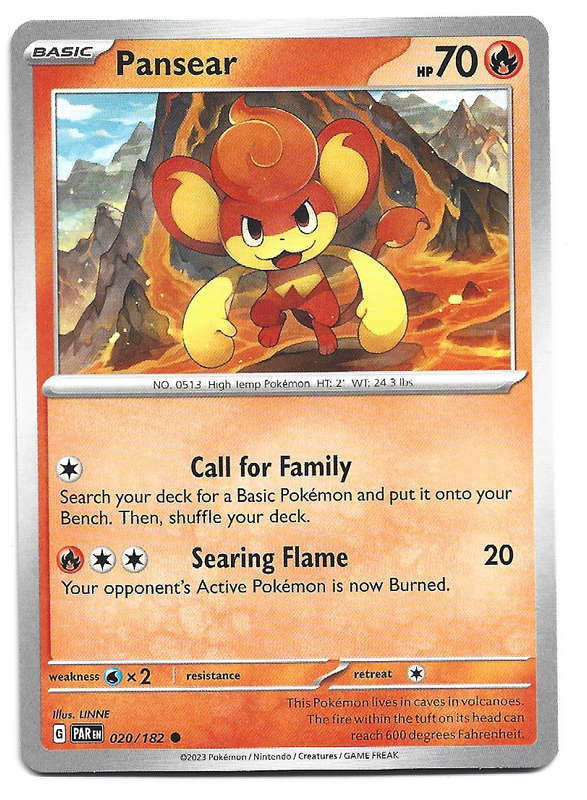 PANSEAR - POKEMON TCG PARADOX RIFT   20/182  COMMON TRADING CARD