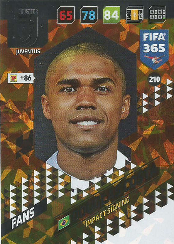 DOUGLAS COSTA - PANINI FIFA 365 COLLECTION 2018  - FOIL `IMPACT SIGNING` TRADING CARD 210