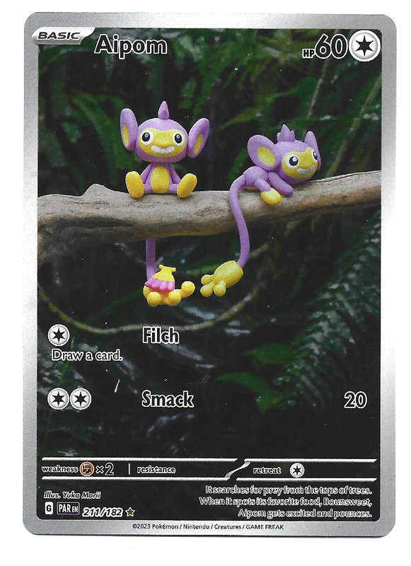 AIPOM - FULL ART ILLUSTRATION RARE 211/182 POKEMON TCG PARADOX RIFT TRADING CARD