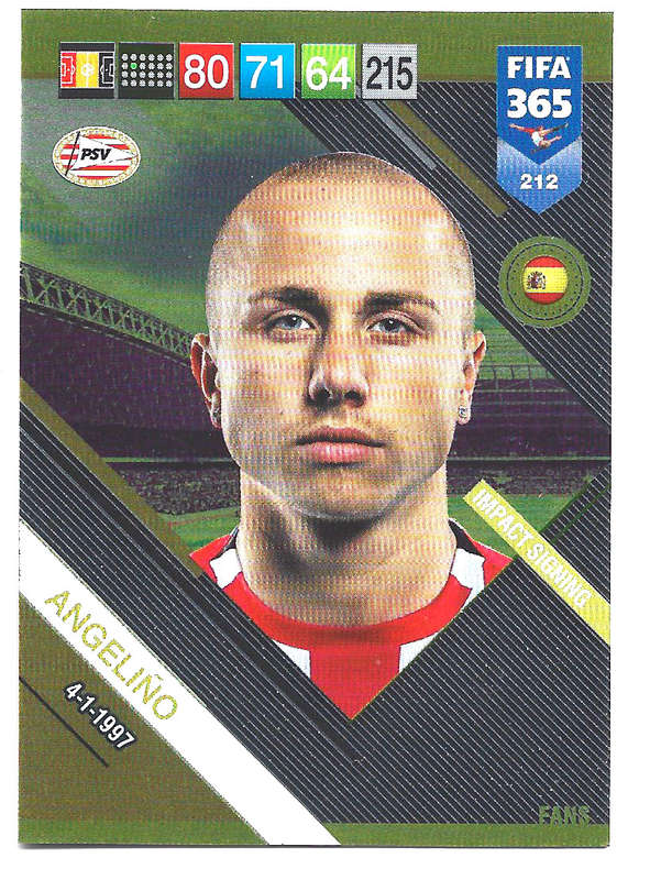 ANGELINO - PANINI FIFA 365 2019 COLLECTION - FOIL `FANS FAVOURITE` TRADING CARD 212