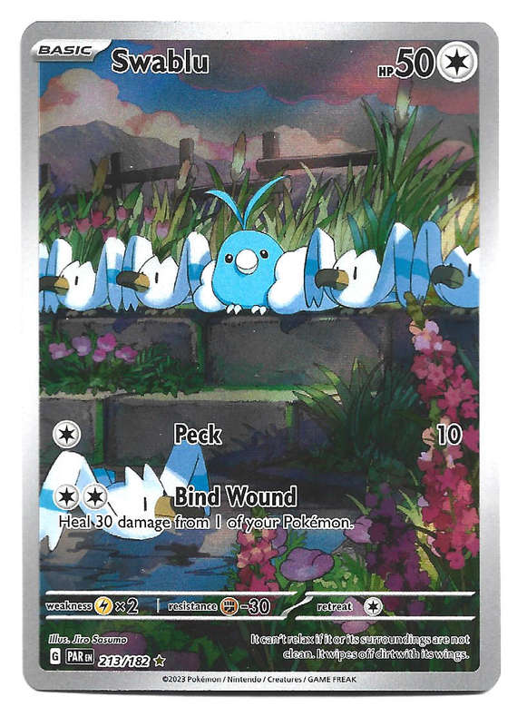 SWABLU - FULL ART ILLUSTRATION RARE 213/182 POKEMON TCG PARADOX RIFT TRADING CARD