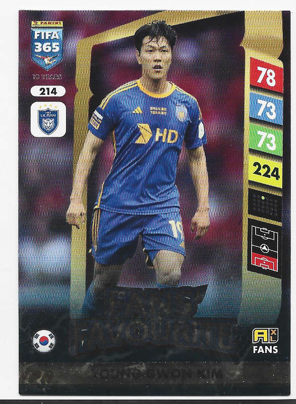 YOUNG GWON KIM - PANINI FIFA 365 COLLECTION 2025 - FOIL "FANS FAVOURITE" TRADING CARD 214