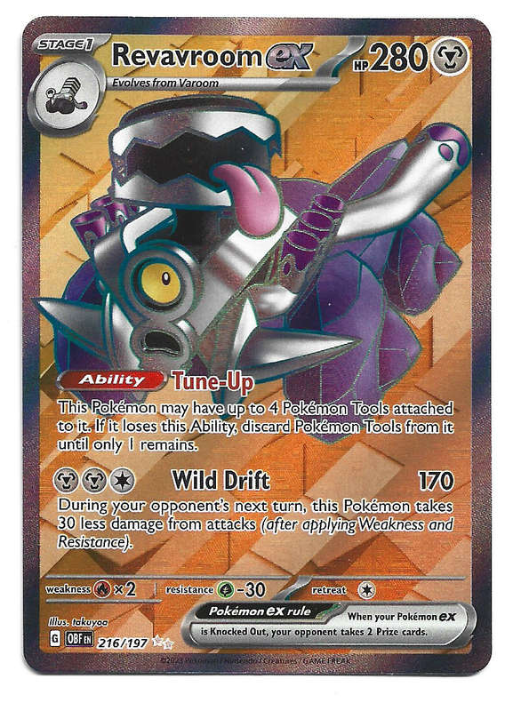 REVAVROOM EX -  216/197  FULL ART ILLUSTRATION RARE HOLO POKEMON OBSIDIAN FLAMES TRADING CARD