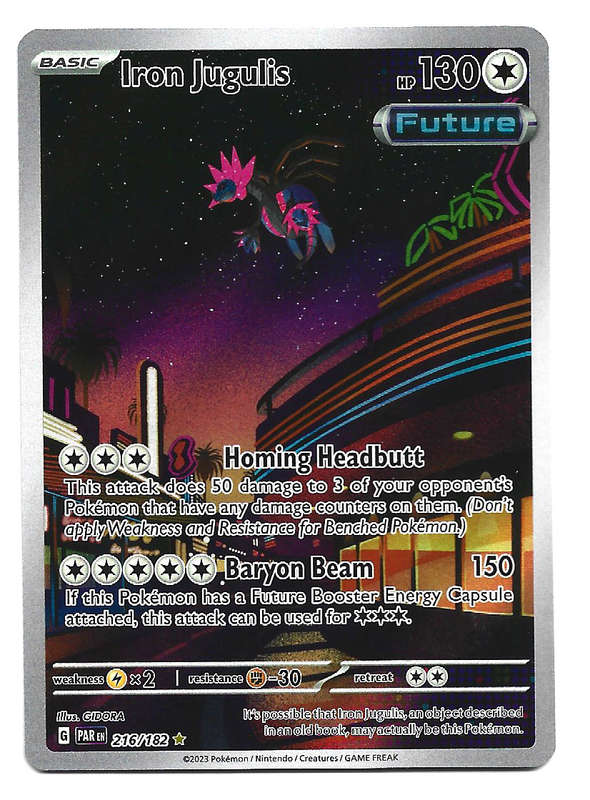 IRON JUGULIS   216/182 FULL ART HOLO RARE PARADOX RIFT POKEMON TRADING CARD