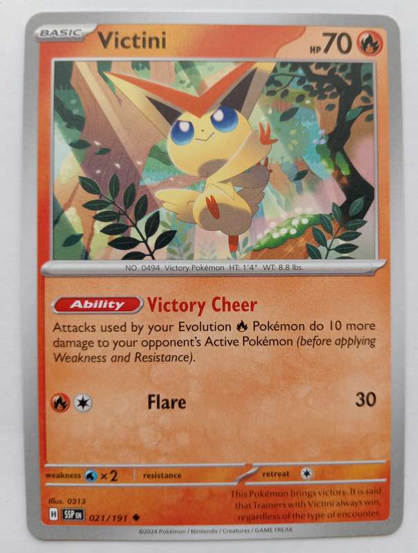 VICTINI  - POKEMON NINTENDO SURGING SPARKS -COMMON TRADING CARD 21/191