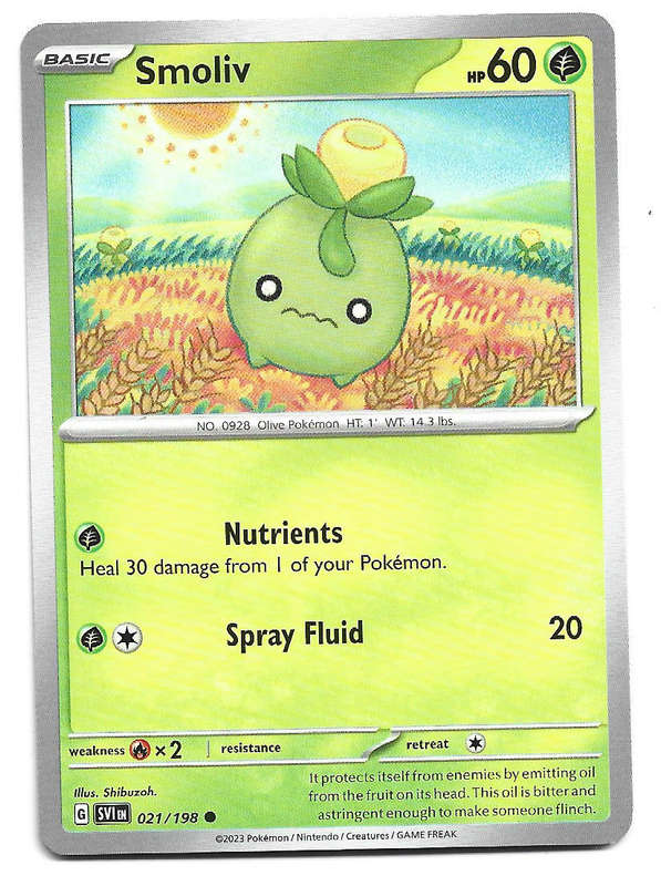 SMOLIV - COMMON  21/198  POKEMON TCG SCARLET & VIOLET TRADING CARD
