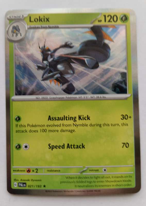 LOKIX - POKEMON NINTENDO PALDEA EVOLVED - HOLO RARE TRADING CARD 21/193