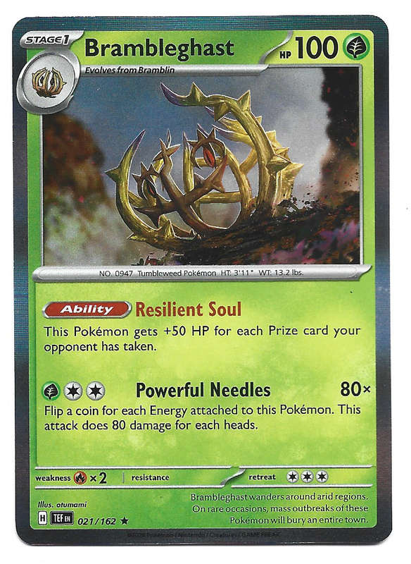 BRAMBLEGHAST - HOLO RARE POKEMON TEMPORAL FORCES  21/162 TRADING CARD