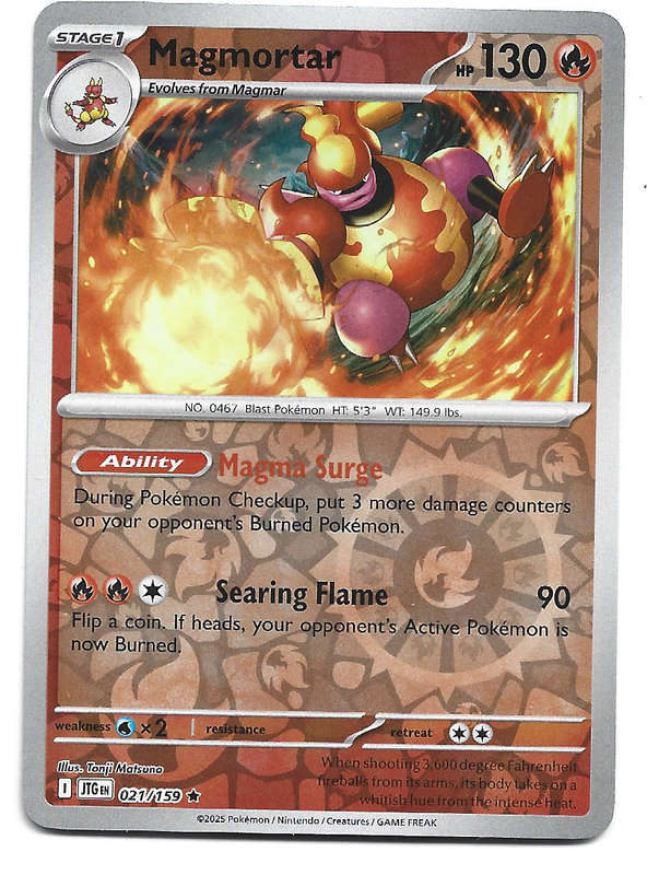 MAGMORTAR - REVERSE HOLO  21/159 POKEMON TCG JOURNEY TOGETHER TRADING CARD