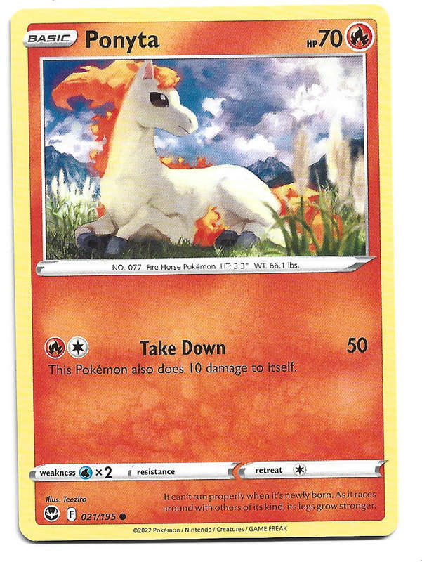 PONYTA - COMMON  21/195 POKEMON TCG SILVER TEMPEST TRADING CARD