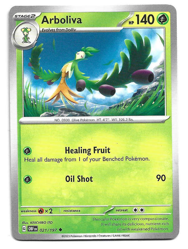 ARBOLIVA -   COMMON  21/197 POKEMON TCG OBSIDIAN FLAMES TRADING CARD