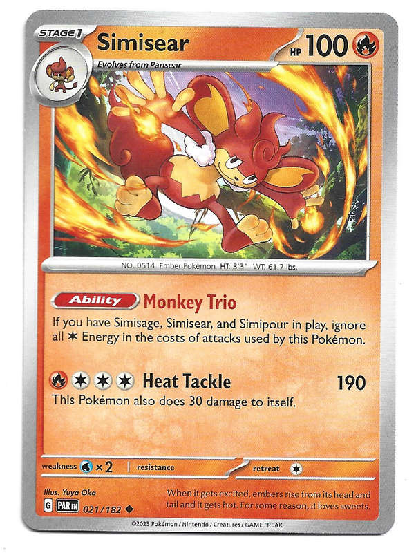 SIMISEAR - POKEMON PARADOX RIFT  21/182  UNCOMMON TRADING CARD