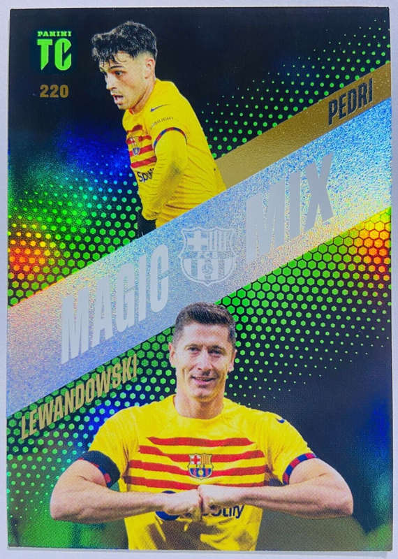 PEDRI/LEWANDOWSKI - PANINI `TOP CLASS` 2024 - RARE FOIL `MAGIC MIX` TRADING CARD 220