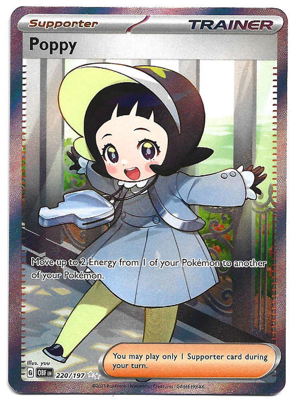 POPPY - FULL ART ILLUSTRATION   220/197  POKEMON TCG OBSIDIAN FLAMES TRADING CARD