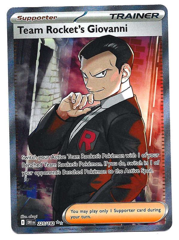 TEAM ROCKET's GIOVANNI - FULL ART ILLUSTRATION U/R  225/182  POKEMON DESTINED RIVALS TRADING CARD