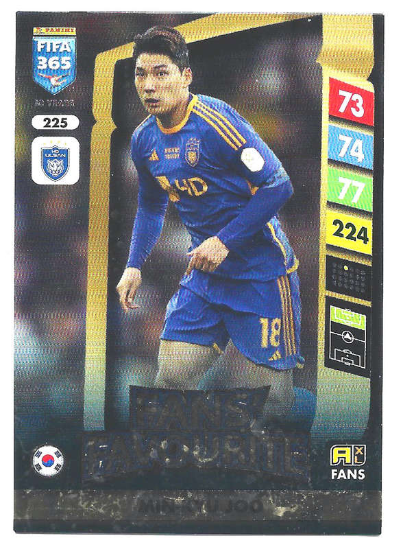 MIN KYU JOO - PANINI FIFA 365 COLLECTION 2025 - FOIL "FANS FAVOURITE" TRADING CARD 225