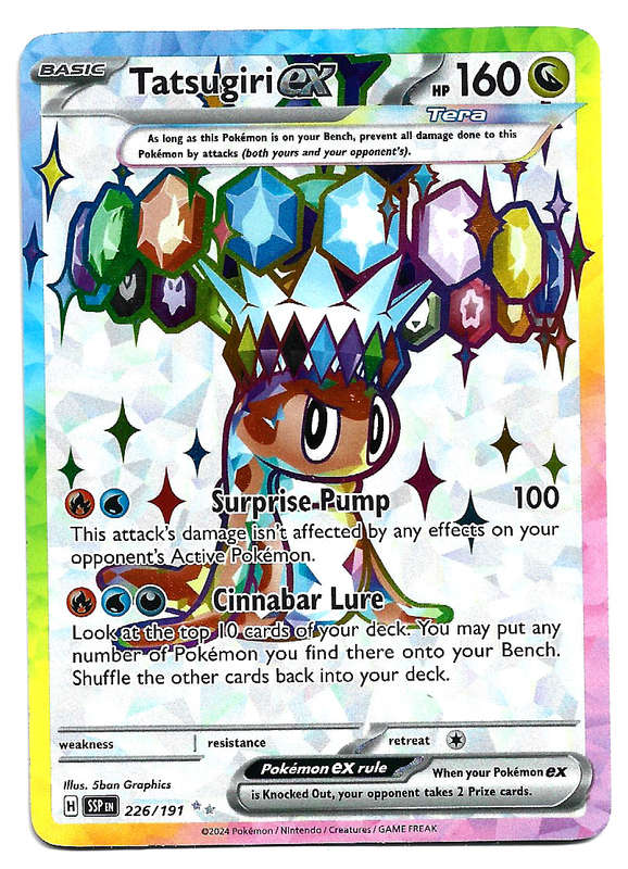 TATSUGIRI EX  - HOLO D/RARE  226/191 POKEMON TCG SURGING SPARKS TRADING CARD