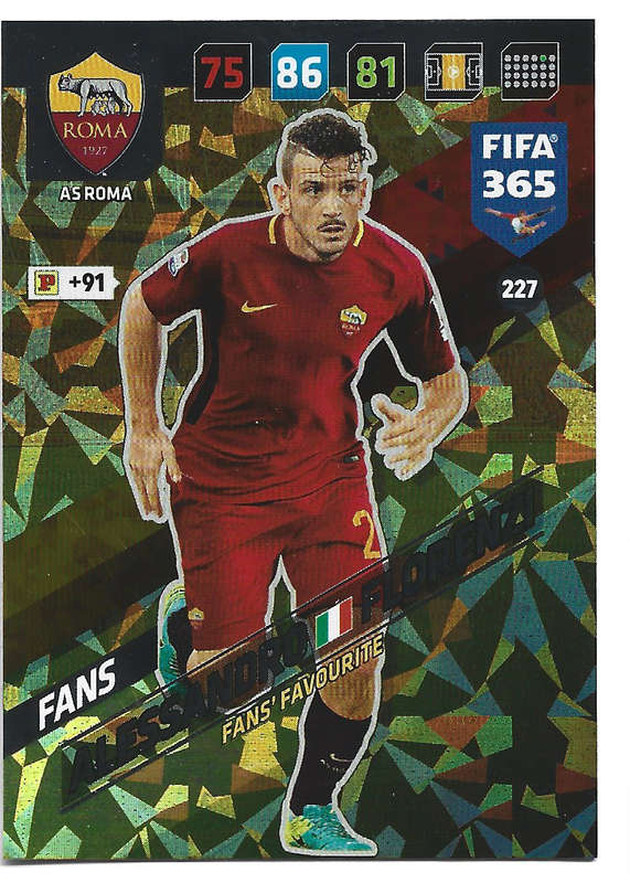 A. FLORENZI - PANINI `FIFA 365 2018` COLLECTION - FOIL `FANS FAVOURITE` TRADING CARD 227