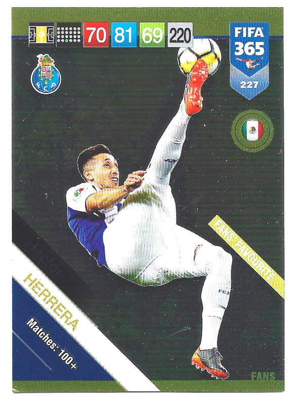 HECTOR HERRERA- PANINI FIFA 365 2019 COLLECTION - FOIL `FANS FAVOURITE` TRADING CARD 227