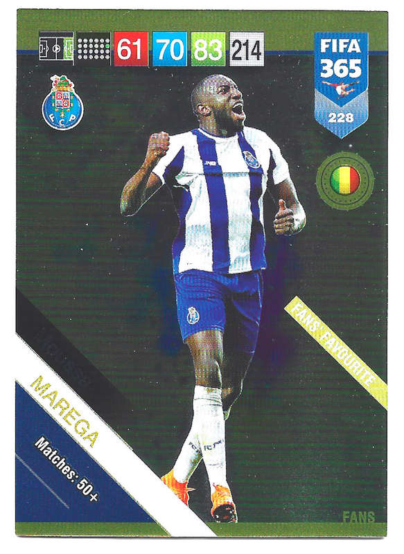 M. MAREGA - PANINI FIFA 365 2019 COLLECTION - FOIL `FANS FAVOURITE` TRADING CARD 228