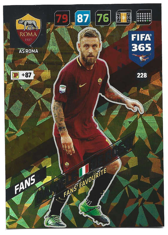 DANIELLE DE ROSSI - PANINI `FIFA 365 2018` COLLECTION - FOIL `FANS FAVOURITE` TRADING CARD 228