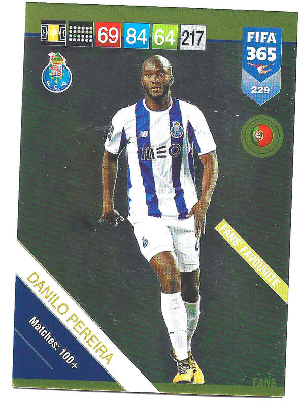 DANILO PEREIRA - PANINI FIFA 365 2019 COLLECTION - FOIL `FANS FAVOURITE` TRADING CARD 229