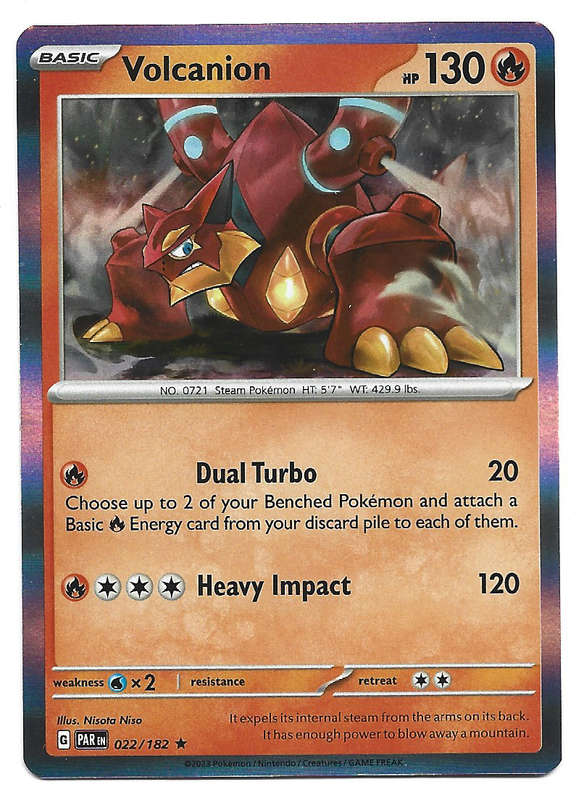 VOLCANION  - HOLO RARE  22/182 POKEMON TCG PARADOX RIFT TRADING CARD