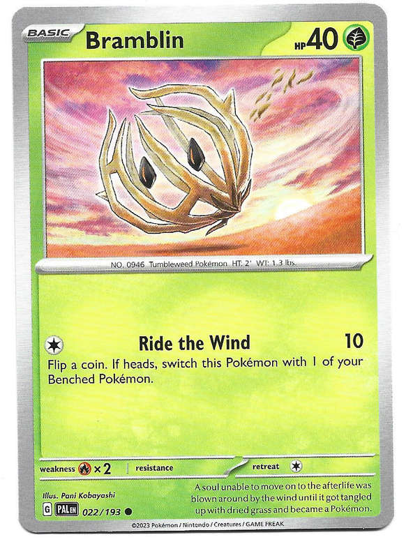 BRAMBLIN - COMMON  22/193 POKEMON TCG PALDEA EVOLVED TRADING CARD