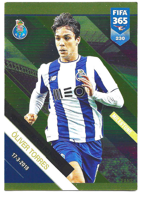 OLIVER TORRES - PANINI FIFA 365 2019 COLLECTION - FOIL `FANS FAVOURITE` TRADING CARD 230