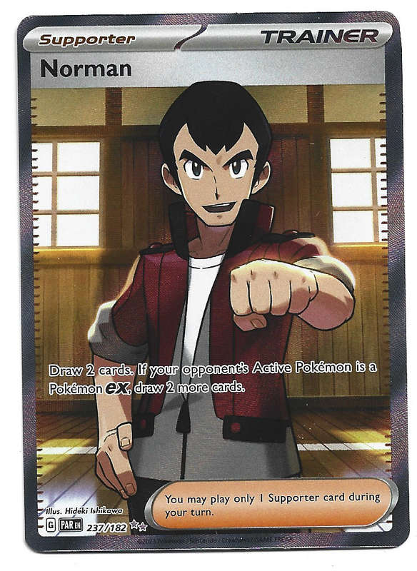 NORMAN  -  237/182 FULL ART HOLO RARE POKEMON TCG PARADOX RIFT TRADING CARD