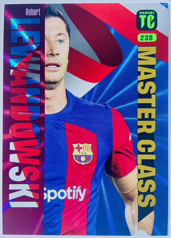 ROBERT LEWANDOWSKI (Barcelona) - PANINI `TOP CLASS` 2024 - RARE FOIL `MASTERCLASS` TRADING CARD 238