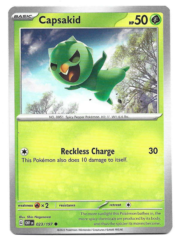CAPSAKID -  COMMON   23/197 POKEMON TCG OBSIDIAN FLAMES  TRADING CARD
