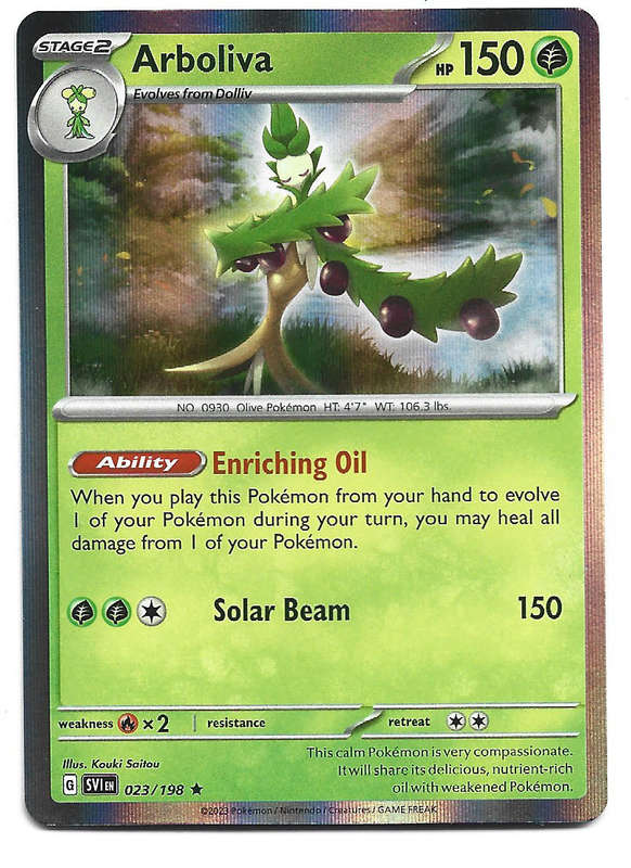 ARBOLIVA - HOLO RARE  23/198  POKEMON TCG SCARLET & VIOLET TRADING CARD