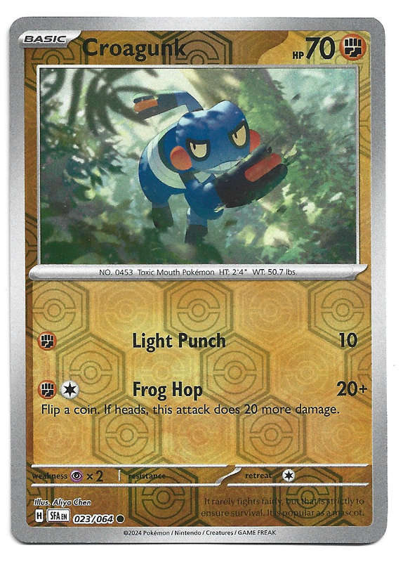 CROAGUNK - REVERSE HOLO  POKEMON SHROUDED FABLE  23/64 TRADING CARD