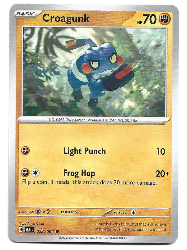 CROAGUNK - NON HOLO  23/64 POKEMON TCG SHROUDED FABLE TRADING CARD