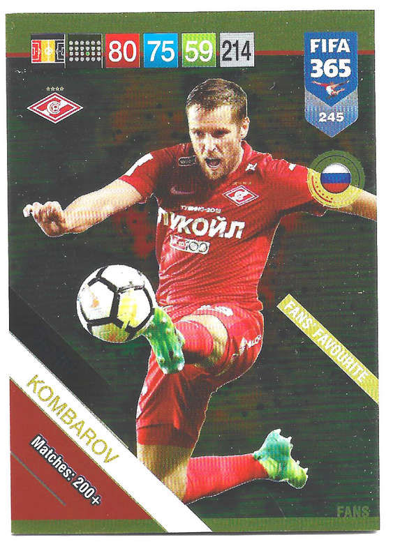 DMITRI KOMBAROV - PANINI FIFA 365 2019 COLLECTION - FOIL `FANS FAVOURITE` TRADING CARD 245