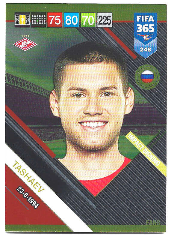 A. TASHAEV - PANINI FIFA 365 2019 COLLECTION - FOIL `FANS FAVOURITE` TRADING CARD 248
