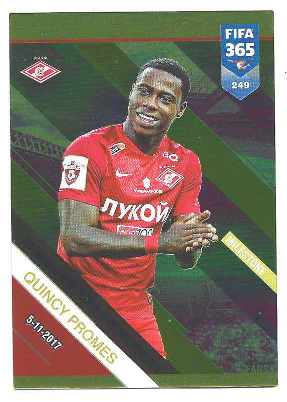 QUINCY PROMES - PANINI FIFA 365 2019 COLLECTION - FOIL `FANS FAVOURITE` TRADING CARD 249