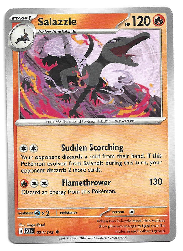 SALAZZLE -  COMMON  24/142 POKEMON TCG STELLAR CROWN TRADING CARD