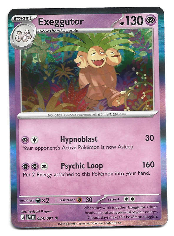 EXEGGUTOR -  HOLO RARE  24/91 POKEMON TCG PALDEAN FATES  TRADING CARD