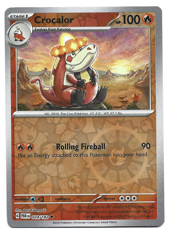 CROCALOR -   REVERSE HOLO POKEMON PARADOX RIFT  24/182 TRADING CARD