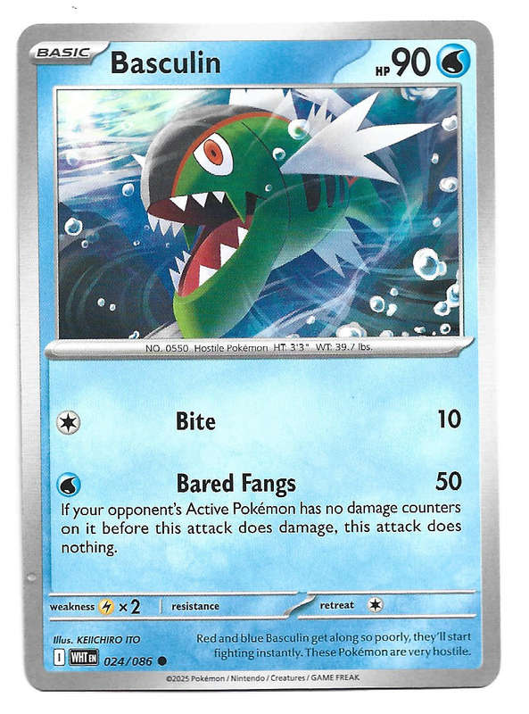 BASCULIN - COMMON  24/86 POKEMON TCG WHITE FLARE TRADING CARD