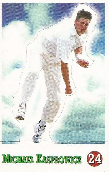 MICHAEL KASPROWICZ - SELECT CRICKET 1997/98 STICKER COLLECTION - RARE "POP-UP" TRADING CARD 24