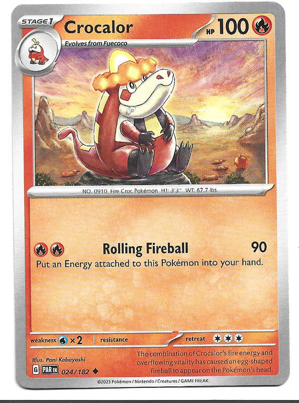 CROCALOR  -   COMMON POKEMON PARADOX RIFT  24/182 TRADING CARD