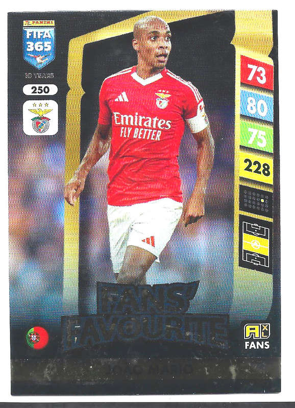 JOAO MARIO - PANINI FIFA 365 COLLECTION 2025 - FOIL "FANS FAVOURITE" TRADING CARD 250