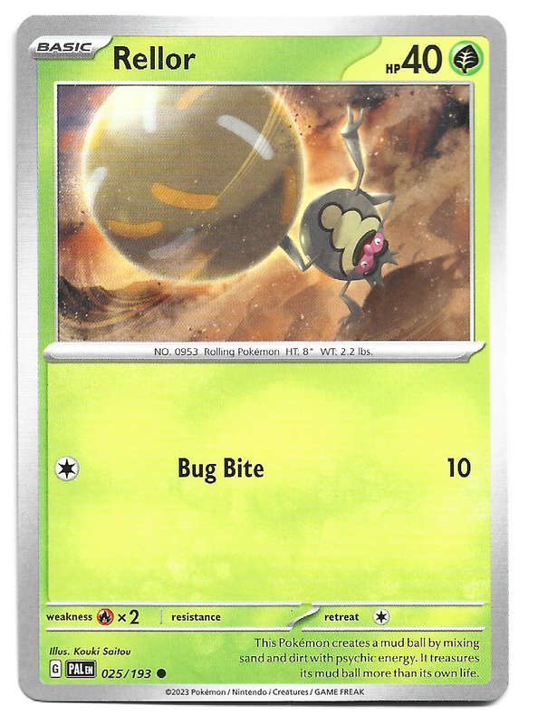 POKEMON CARD - RELLOR  25/193 COMMON PALDEA EVOLVED 2023 TRADING CARD - MINT