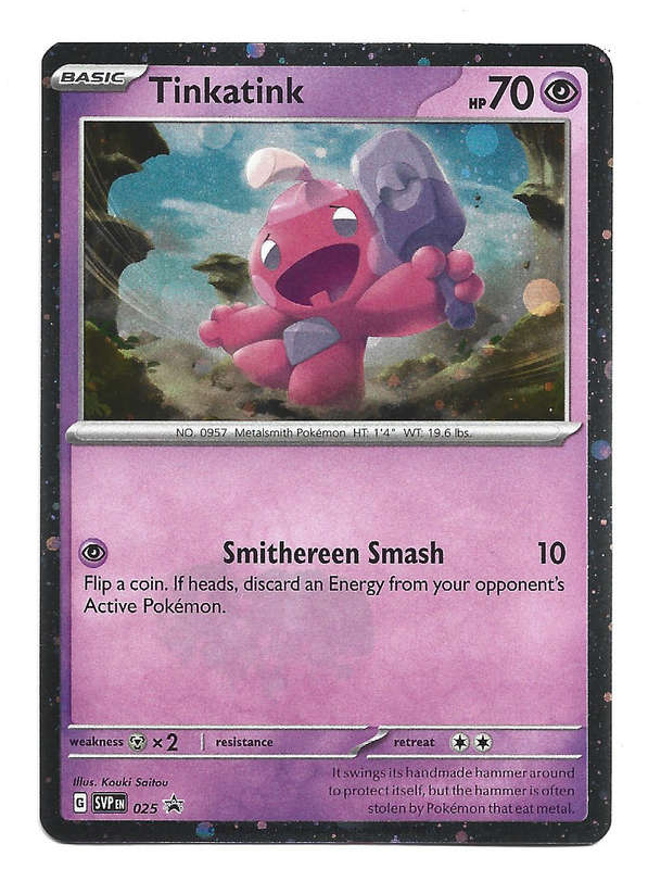 POKEMON CARD - TINKATINK  SVP 025 Black Star Promo Cosmo Holo  Scarlet & Violet Trading Card