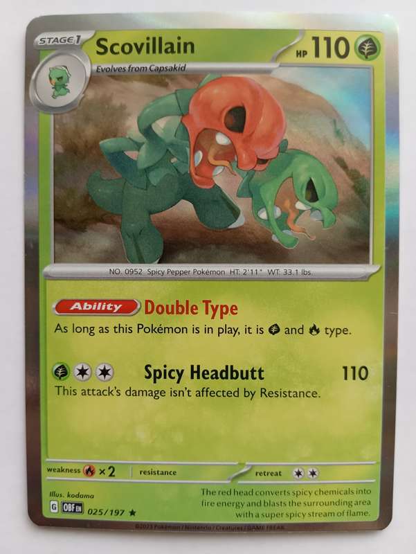 SCOVILLAIN - HOLO RARE  25/197 POKEMON OBSIDIAN FLAMES TRADING CARD