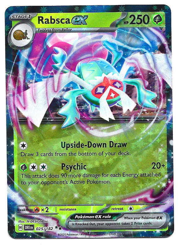 RABSCA EX  - HOLO D/RARE  25/182  POKEMON TCG DESTINED RIVALS TRADING CARD